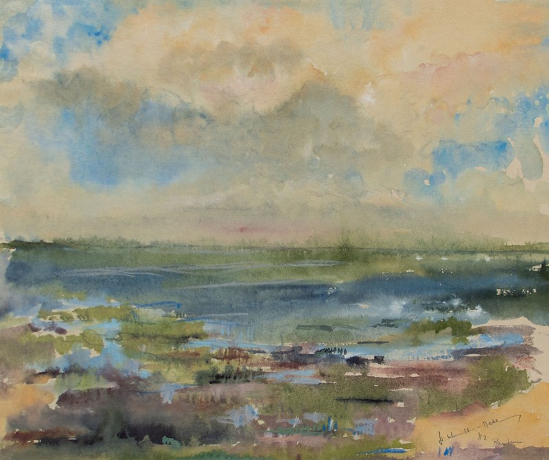 Gerhard Schulte-Dahling Rantum Sylt Landscape Postwar Signed Watercolor 1982 gallery