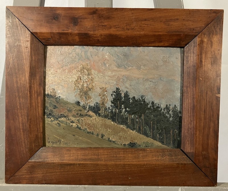 Antique Oil On Cardboard Fortified Xixth Signed And Located Back Barbizon School