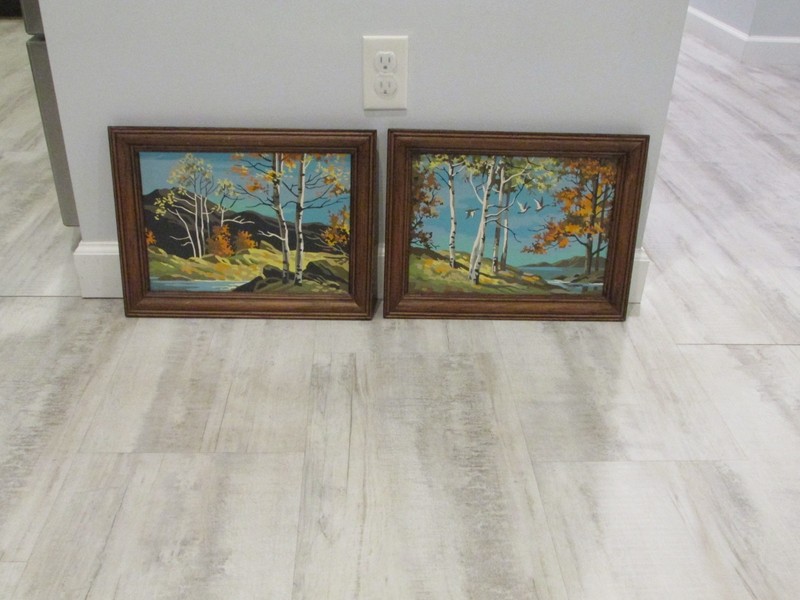 2 Vintage PBN Paint By Number Landscape Framed Art Paintings