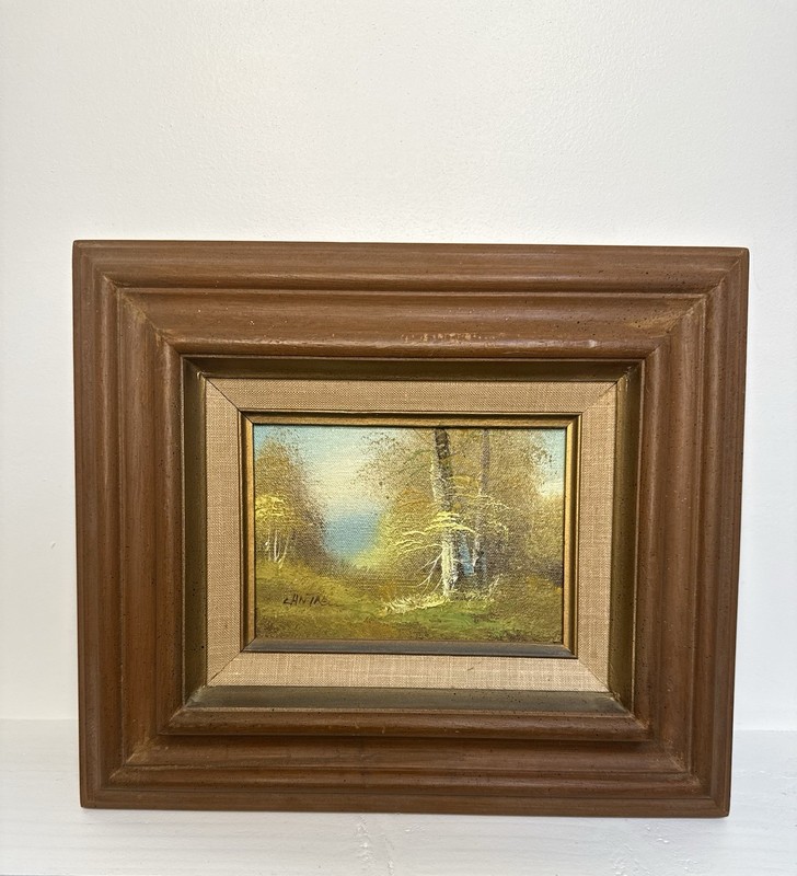Phillip Cantrell Signed Landscape Oil Painting Woods, Framed 13”X 16”