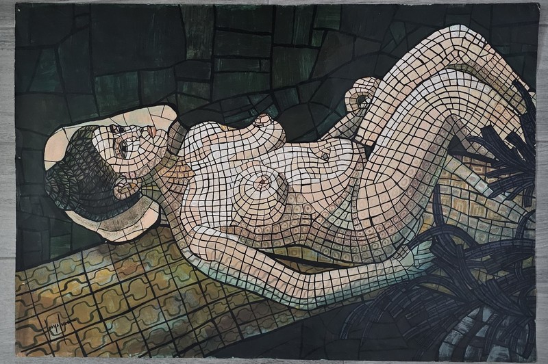 Acrylic On Cardboard By JORGE LUCAS cuban art 56X77 Cm T: EL VIAJE