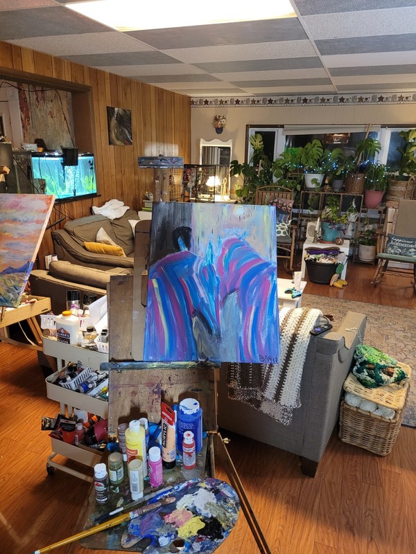 Stallions in Love Expressive Acrylic Painting 16x20 Romantic Modern Art gallery