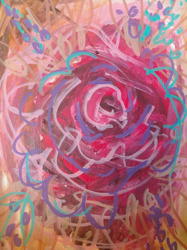 Pink Rose Abstract Impressionist 8×10 Canvas Board