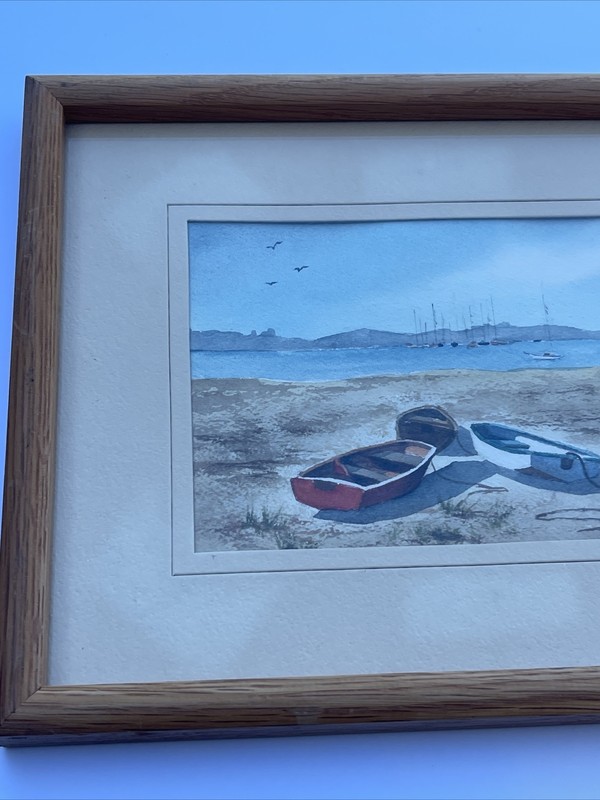 NAN DAVIS PAINTING SMALL GEM CALIFORNIA COASTAL PLEIN AIR LANDSCAPE BOATS BEACH gallery
