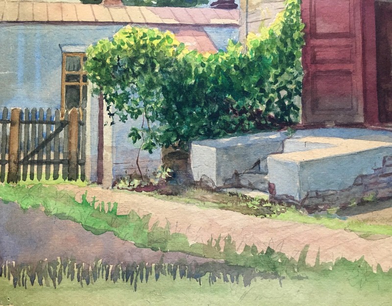 Watercolor Painting Unframed Our Courtyard Lednev D Wall Hanging Home Decor n764 gallery
