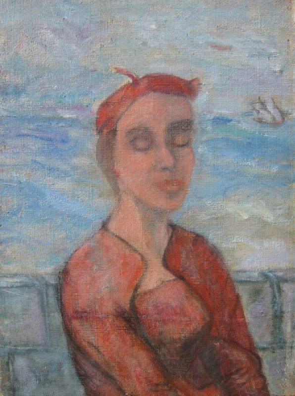 ANTIQUE OR VINTAGE AMERICAN IMPRESSIONIST FRENCH OUI SHIP NAUTICAL OIL PAINTING