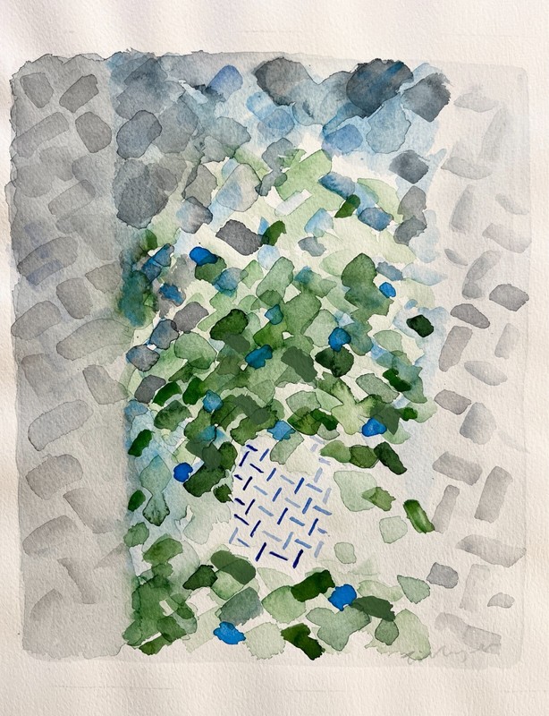 William Tillyer English Landscape Watercolor Painting 80s Abstract Abstraction