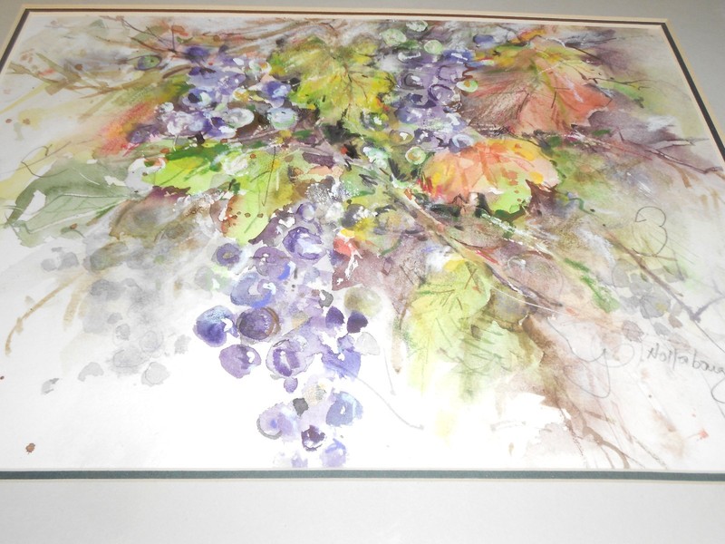 ***CAROLYN HOLLABAUGH*** ORIGINAL WATERCOLOR PAINTING/ GROUPING OF GRAPES/ SBA gallery
