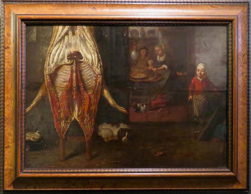 ANTIQUE 17th Century DUTCH SCHOOL Old Master Oil On Panel BUTCHERS SHOP