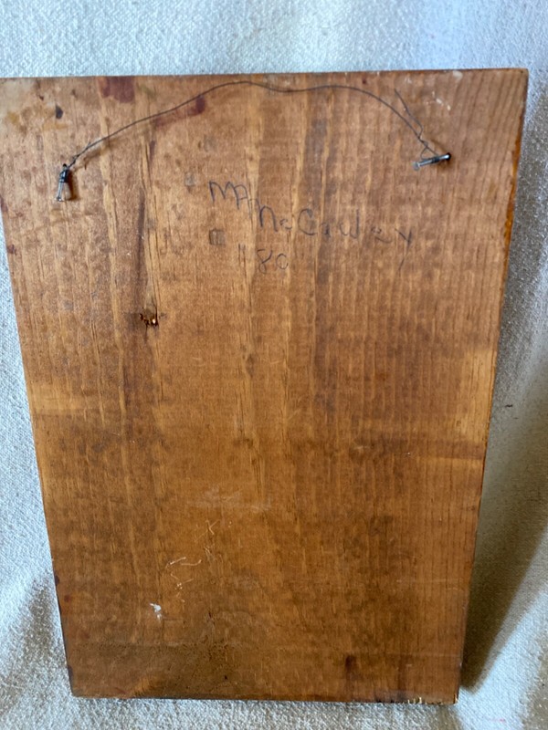 Vtg Hand tole painted fruit and vegetable wood plaque signed farmhouse gallery