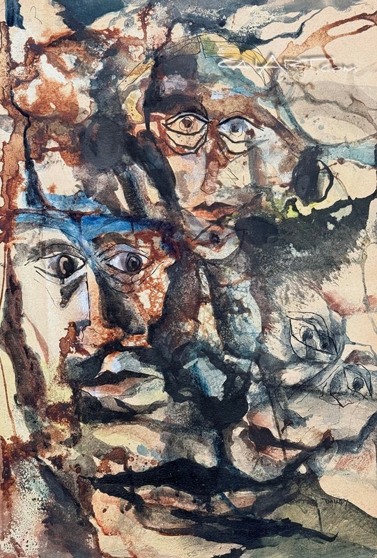 1950s MID CENTURY ABSTRACT EXPRESSIONIST Figurative Painting WOMEN PAINTERS WEST