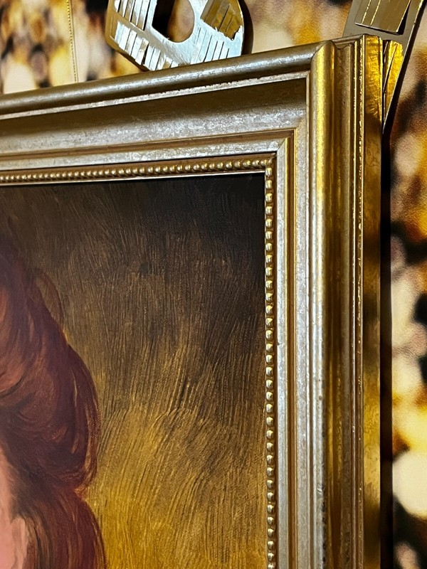 Original Oil Painting Beautiful Celtic Redhead Girl Woman Portrait Framed 31x25 gallery
