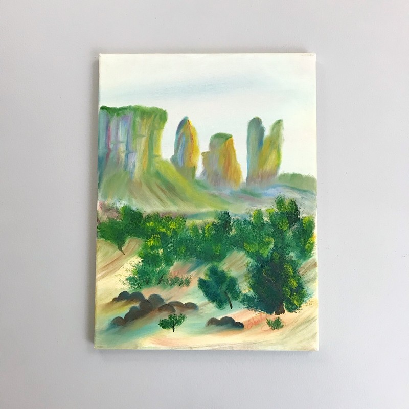 DESERT Landscape Painting 12×16 Acrylic On Canvas 2006 Yuma AZ Shirley Messenger