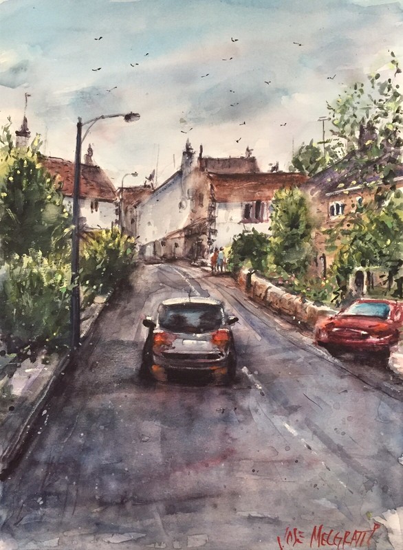 Watercolor Original Painting Small Town England 11″ x 15″ NOT A PRINT