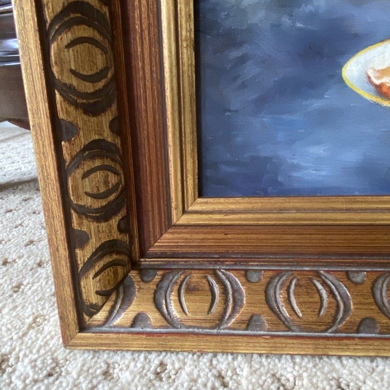 Vintage Oil Painting Still Life Orange Fruits Signed Kamsler 1959 Framed 28"x23" gallery
