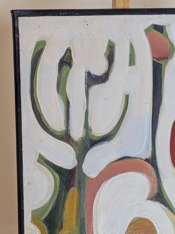 Vintage Modernist Biomorphic Painting Abstract Expressionism Hartford CT Folk gallery