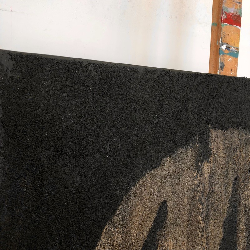 27.55x27.55" Abstract Black and Brown Oil Painting Original Geometric | DESPAIR gallery