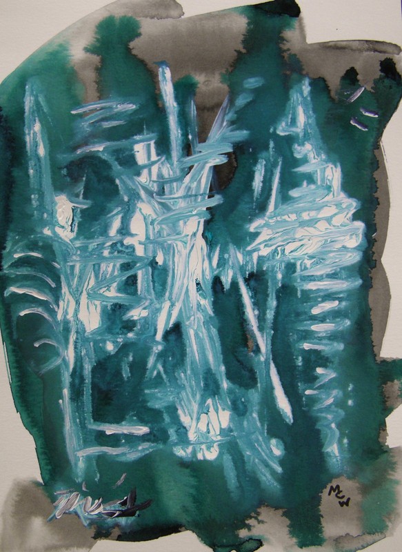 Original ABSTRACT Expression Naive Folk OUTSIDER MCW art Mary Carol Primitive