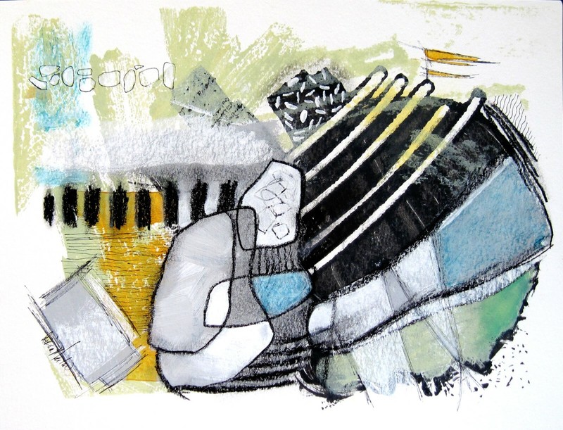 SaLe Original ABSTRACT Title:All Together Mixed Acrylic INK Marks140lbpapr OOaK