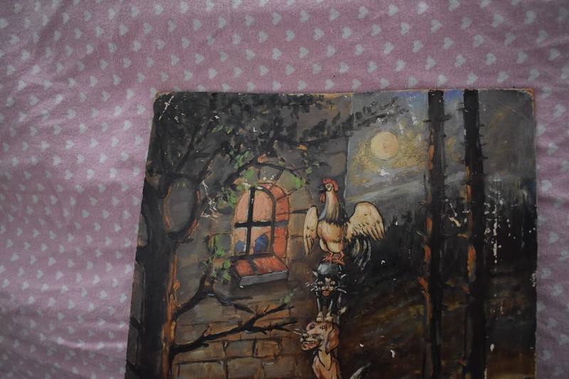 Bremen Town Musicians Hand Painted Artwork German Folklore 1949 gallery