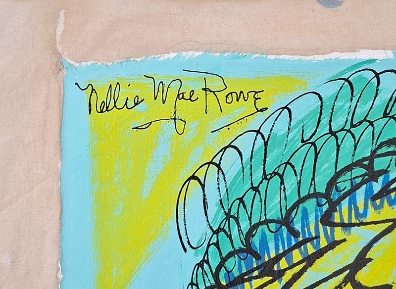 Nellie Mae Rowe Signed Outsider Painting on Canvas African American Folk Art gallery