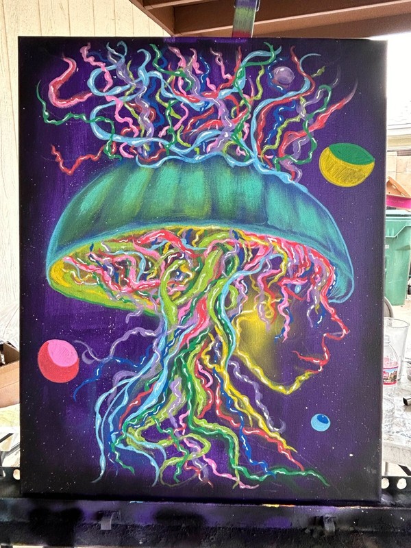 Original 16 x 20 acrylic painting on canvas "Drowning in thoughts Pt 3" gallery