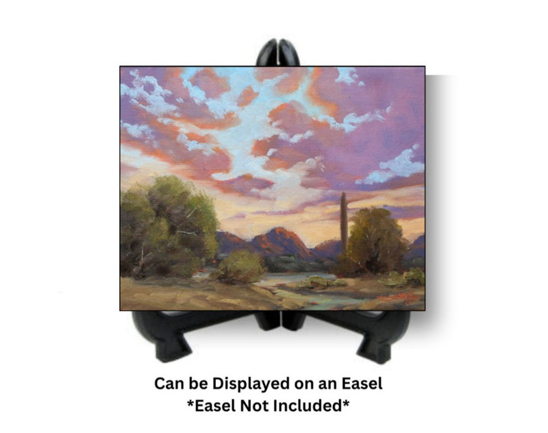 Jeff Love Art 8X10" Original Oil Painting Arizona Desert Cactus Sky Sunset NEW gallery
