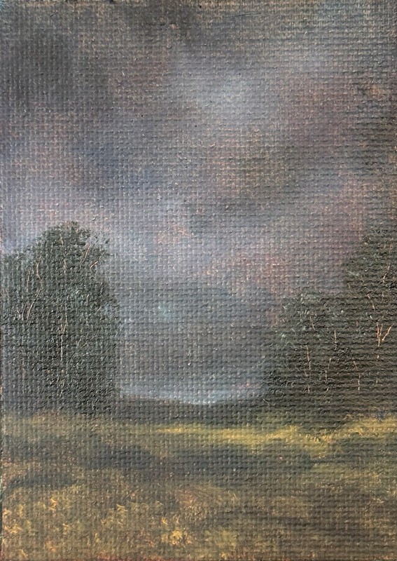 ACEO Original Oil Painting Landscape ATC Art Card Nature Abstract by Emmer Plaxe