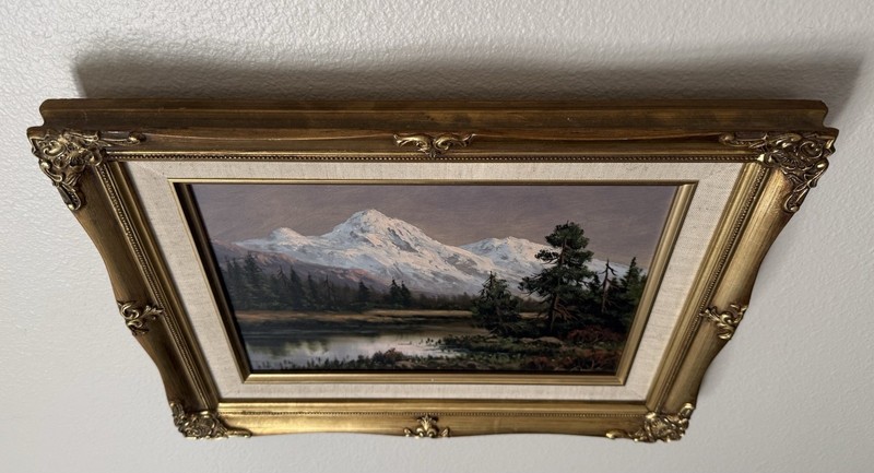 Original HEINIE HARTWIG Oil Painting "Early Spring by the Lake" 9x12 Framed gallery