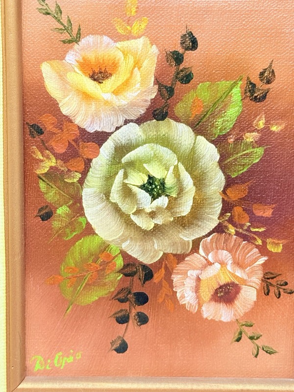 Roses Floral Oil Painting Signed