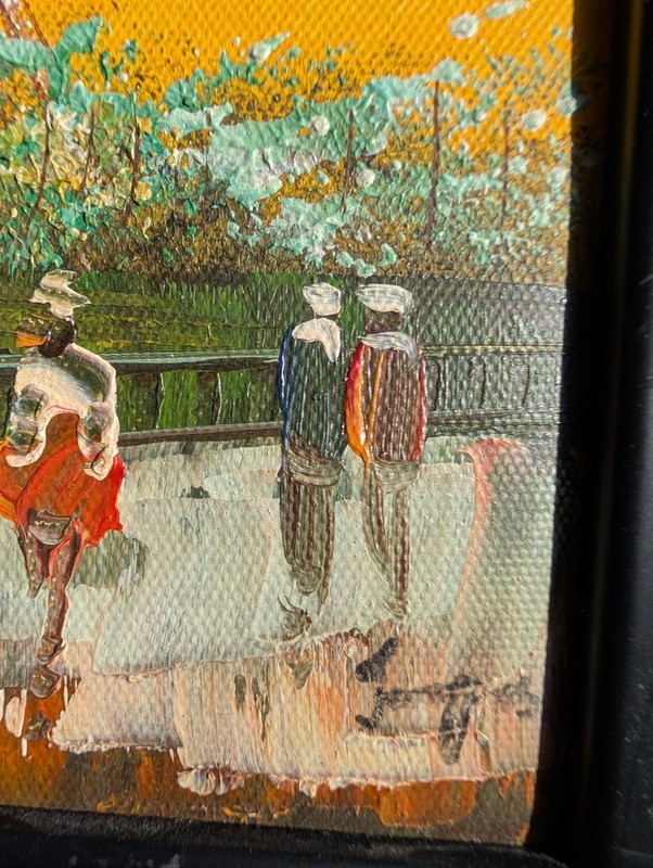 Vintage Signed Impressionist Eiffel Tower Paris Urban Cityscape Oil Painting gallery