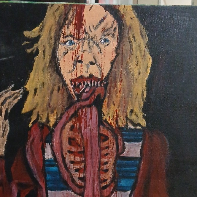 Original Acrylic Painting – Grotesque Figure, Horror, Expressionism, Canvas, Un…