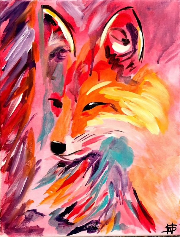 Friskey fox expressionist modern fine wall art painting 14X11 canvas original gallery