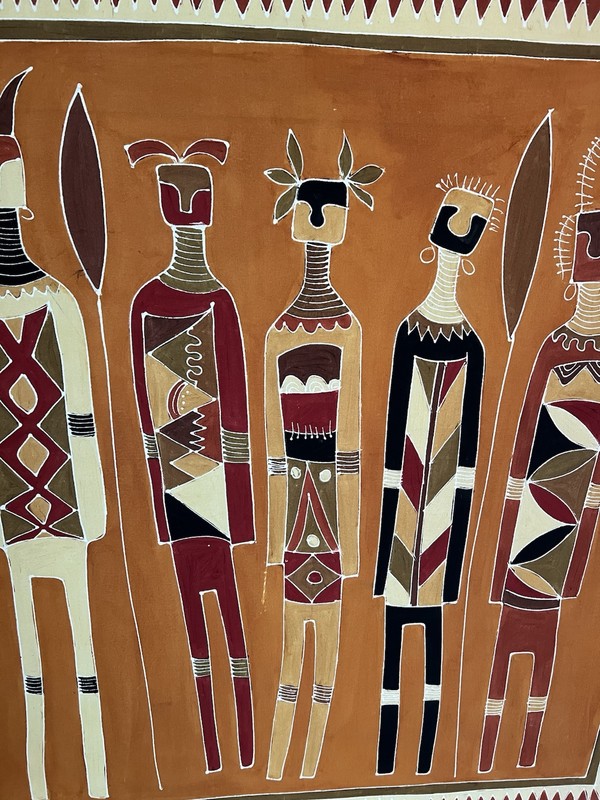 Vibrant African Tribal Art Painting Large 57 x 50.5 Inch Signed by Vasenda gallery