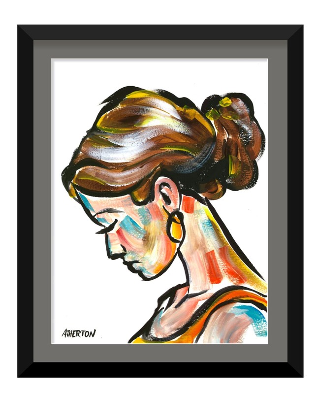 9×12 Original Abstract Woman Portrait Painting on Paper Modern Figurative by Jim