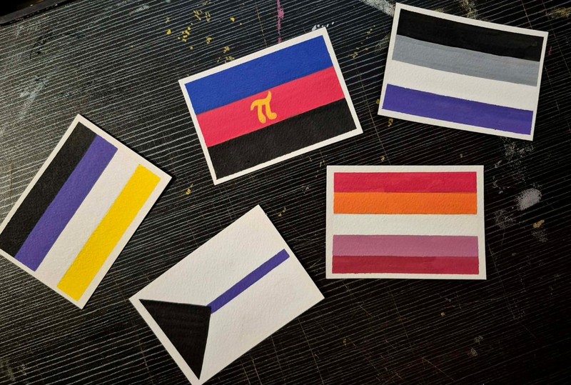 “DEMISEXUAL” PRIDE 1 MM#114-ACEO SIGNED PRIDE FLAG OOAK ACRYLIC LGBTQ PAINTING gallery