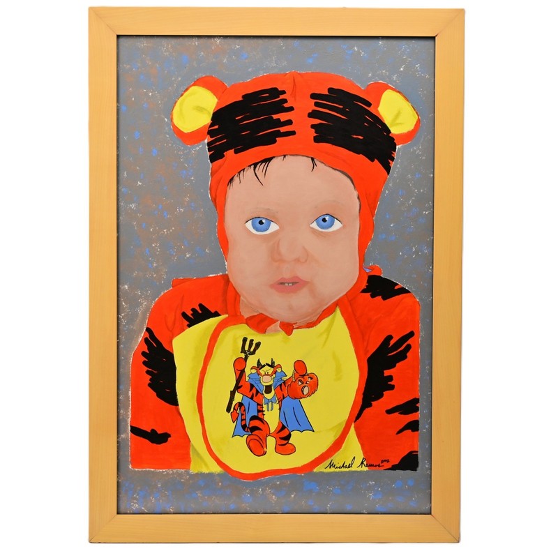 RAMOS Original Vintage Signed Winnie Pooh Tigger Costume Child Portrait Painting