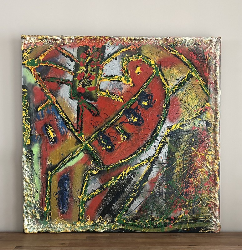 Abstract Painting Italian Artist Signed Titled On Verso Acrylic & Foam On Canvas gallery
