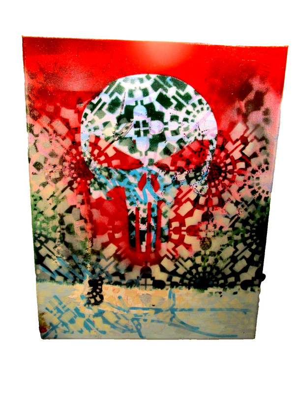 Original Musk Yai NYC Street Art Punisher Canvas Signed Sacred Geometry 2026