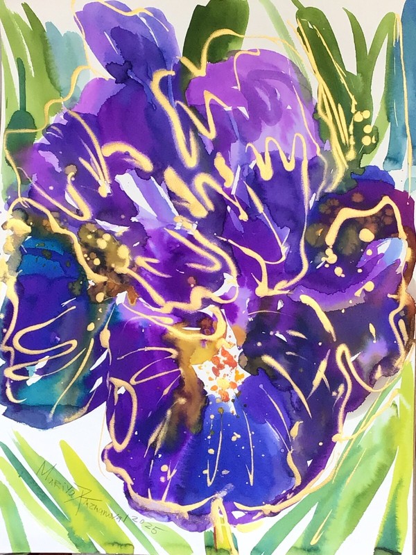 PURPLE IRIS 2.Original Watercolor Painting