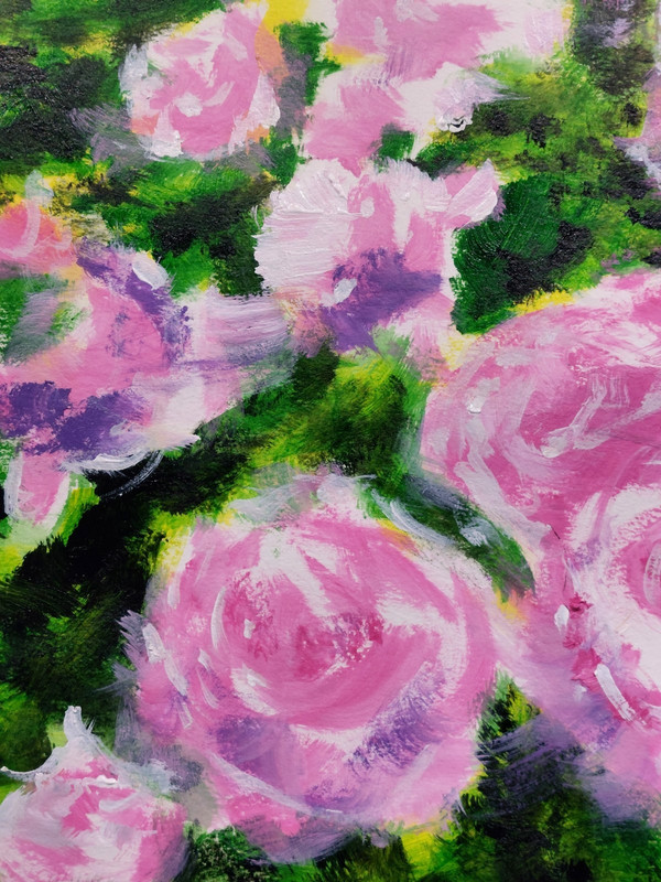 LOVELESS - "PINK & YELLOW ROSES" 11 x 14 acrylic on paper living room decor COA gallery