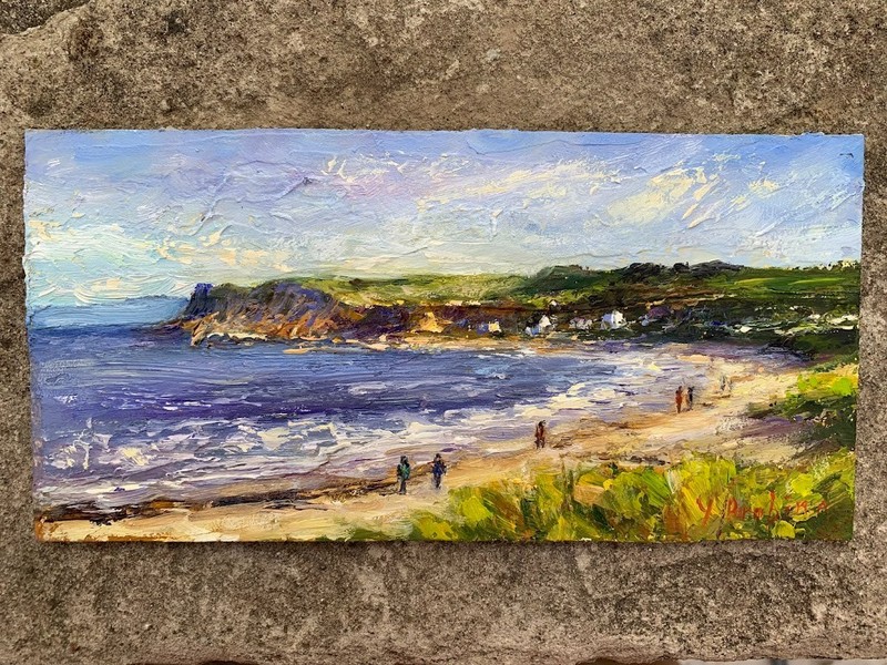 Coast Beach Seascape Oil Painting Ocean shore Impressionist Artwork original gallery
