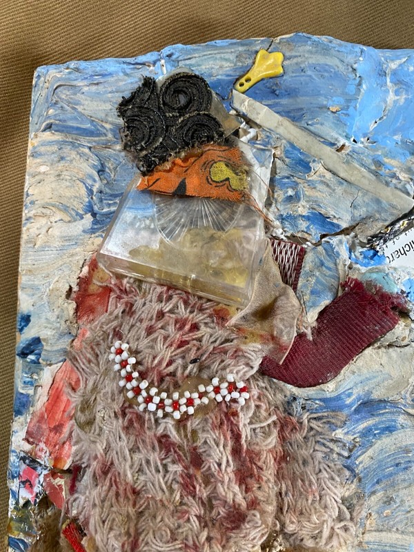 Linden 2003 "Abstract Figural Scene" Mixed Media Artwork - Signed gallery