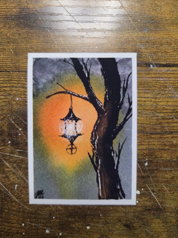 ACEO *Art Print Original Watercolor «Winter Forest» Hand Painted 2.5″ x 3.5″