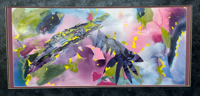 LARGE MIXED MEDIA ABSTRACT PAINTING UNSIGNED ON CRESCENT 218 BOARD MIXED PROCESS
