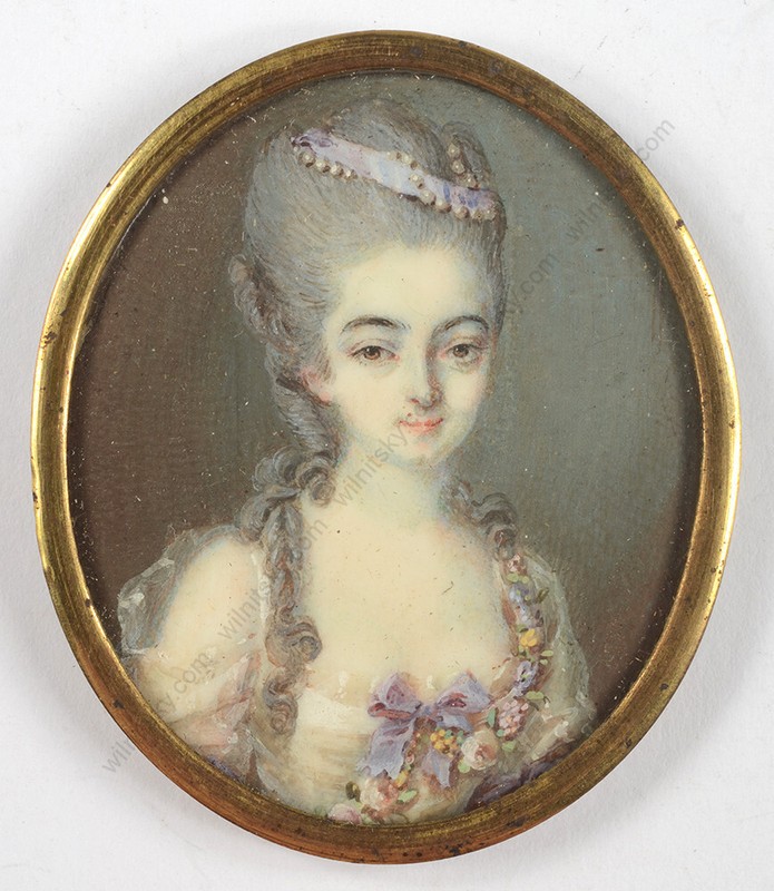 Louis-Marie Sicardi (1743-1825)-Attrib. «Young aristocratic lady» fine miniature