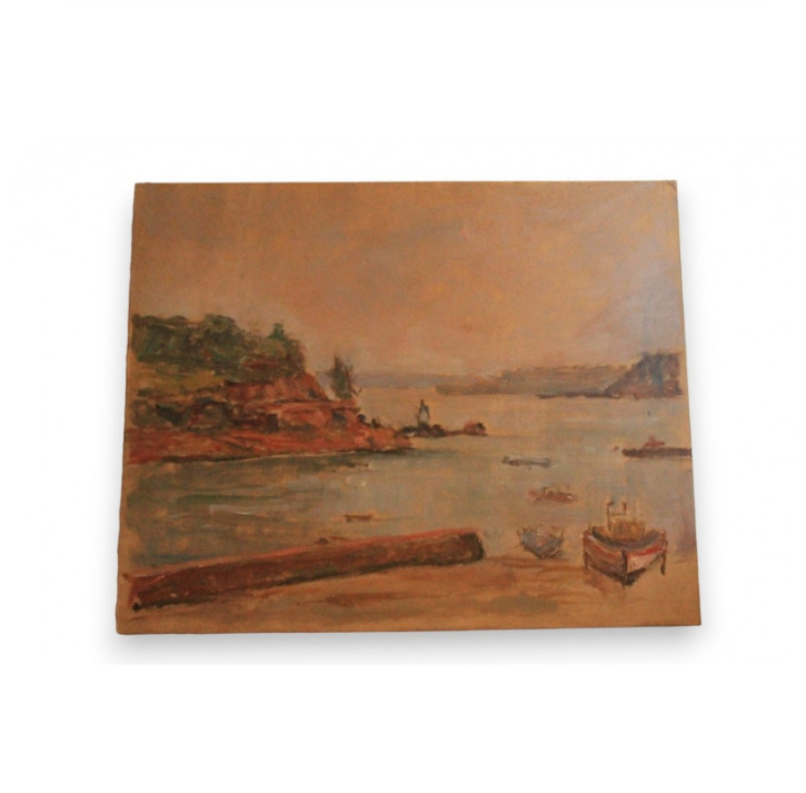 Paul Sokoloff (1873–1968) Original Oil on Panel “Île Bréa Bretagne” Coastal