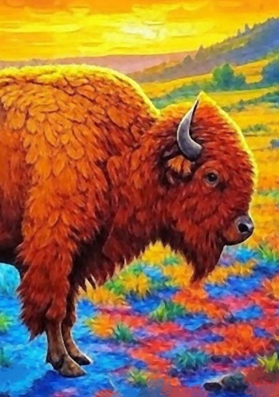 Original Western Art American Bison Buffalo 30x20 Inches custom order gallery