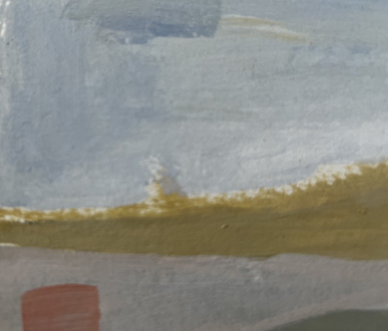 Original Acrylic Painting Minimalist Golden Hills Landscape Collect Signed Art gallery