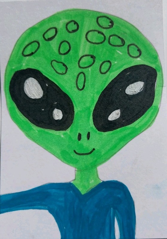 Alien Space Art Original Painting 8×10 Fantasy Decor